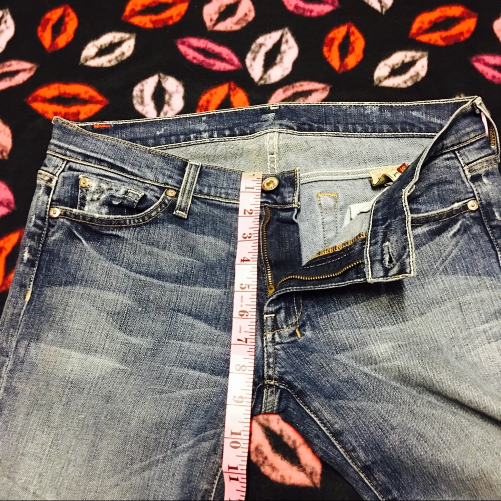 7 for All Mankind Distressed Crop Dojo Wide Capri - Picture 3 of 8